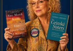 Amy Lou Jenkins holds two books about the Grimke sisters